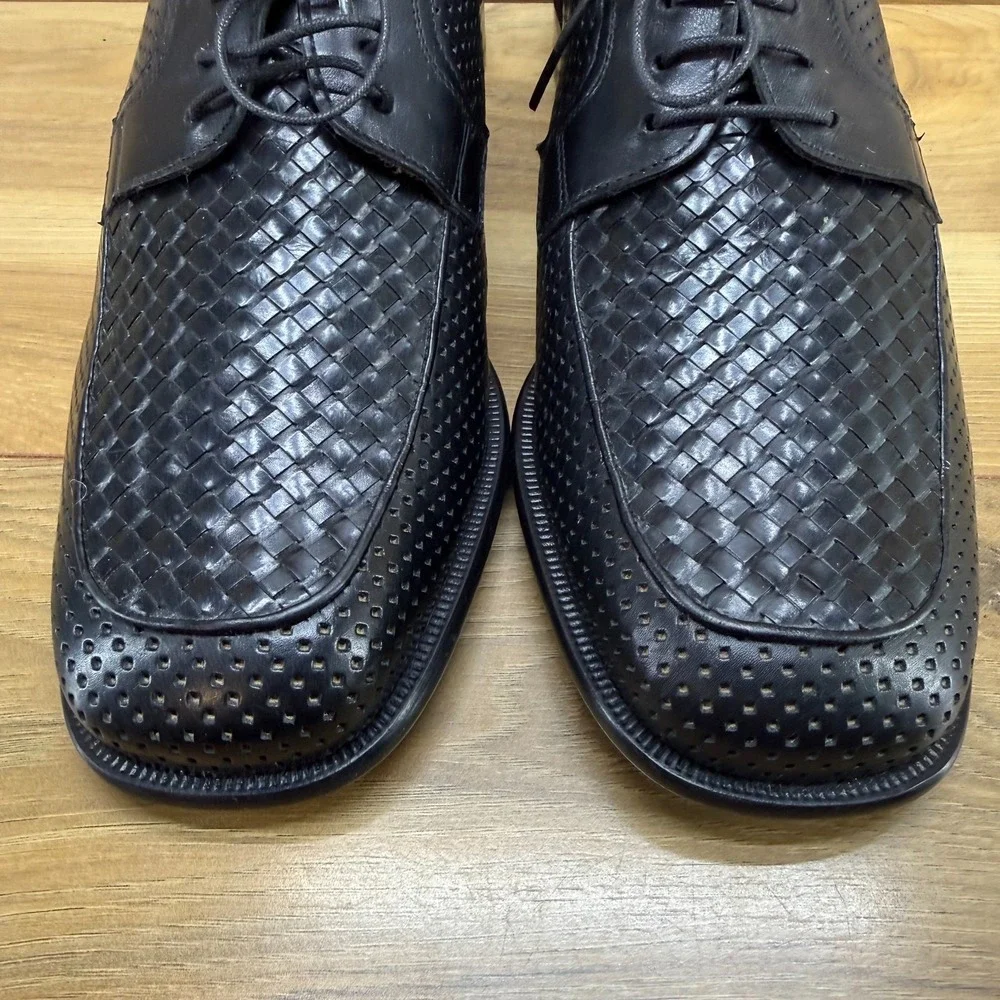 ET Wright Masters Collection Woven Oxford Mens 8.5 EE Black Leather Perf Modern